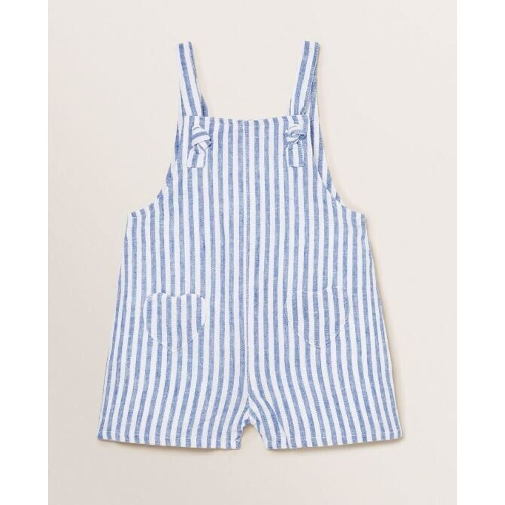 Seed Heart Pocket Dungaree Blue & White Stripe 0-3‎ Months MSRP $39.95
